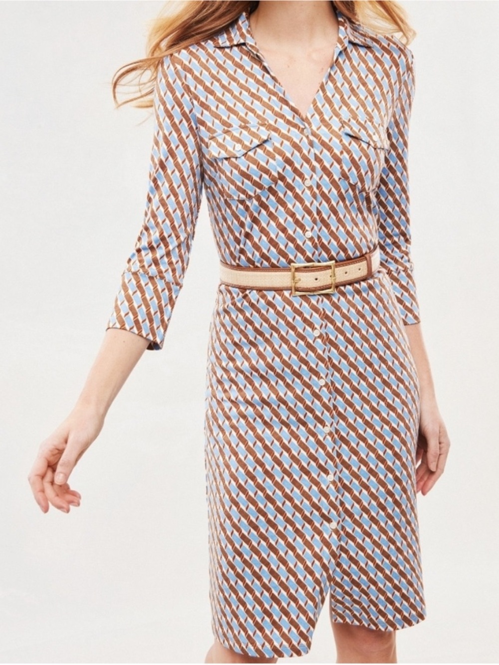 JMcLaughlin Brynn Geometric Print Midi Dress Catalina Cloth